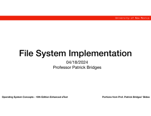 File System Implementation OS Concepts
