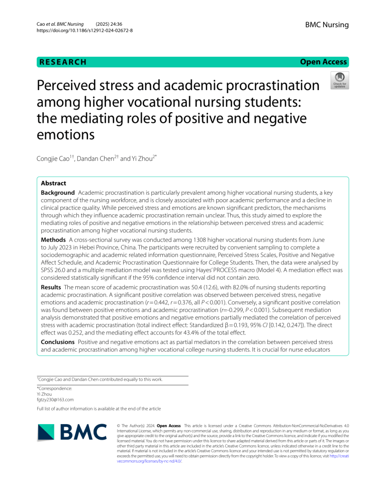 Perceived Stress and Academic Procrastination in Nursing Students ...