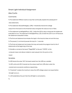 Arduino MATLAB Smart Light Control Assignment
