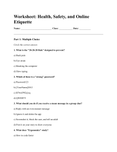 Health, Safety, and Online Etiquette Worksheet