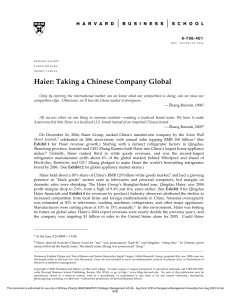 Haier: Taking a Chinese Company Global - Harvard Business School Case Study