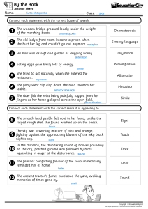 Figures of Speech and Sensory Language Worksheet