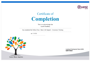 Basic Life Support Awareness Training Completion Certificate
