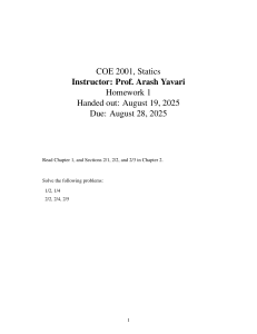 COE 2001 Statics Homework 1
