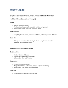Study Guide: Health, Illness, Stress & Nursing Ethics