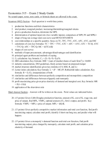 Economics 315 Exam 2 Study Guide