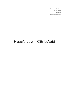 Hess's Law Lab Report: Citric Acid Enthalpy Changes