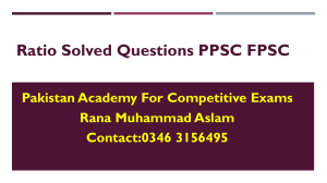 Ratio Solved Questions for PPSC FPSC Exams