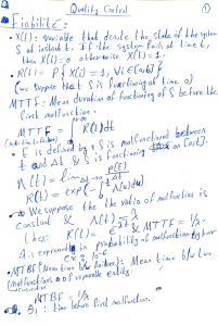 Reliability Engineering & Quality Control Lecture Notes