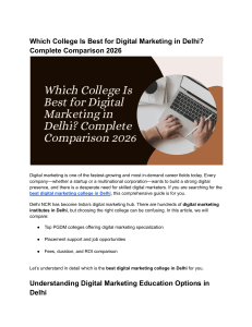 Best Digital Marketing College in Delhi 2026