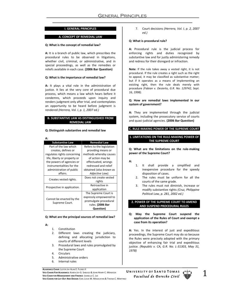 UST Golden Notes 2011: Remedial Law Guide