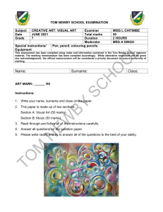 Grade 7 Visual Art Exam June 2021 Tom Newby School