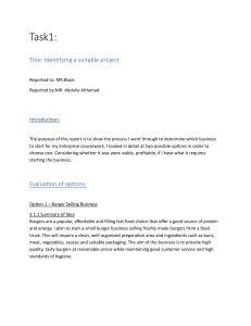 Identifying a Suitable Business Project: Burger vs Pasta Analysis