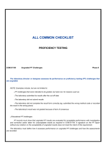 CAP Proficiency Testing Checklist: Ungraded PT Challenges