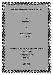 The Rise and Fall of Aro Hegemony in Igbo Land