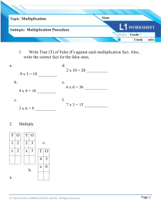 Grade 2 Multiplication Worksheet: True/False Facts & Grid Problems