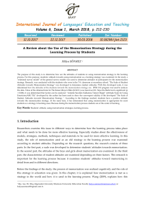 Student Attitudes Toward Memorization Strategy in Learning