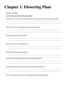 Flowering Plant Worksheet: Seed Dispersal & Germination