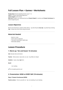 English Lesson Plan: Present Simple vs Continuous (A1-A2)