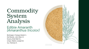 Commodity System Analysis: Edible Amaranth