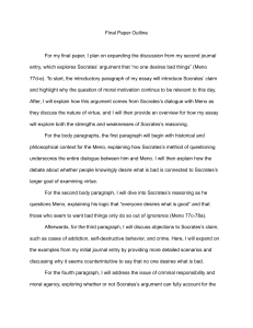 Socratic Moral Motivation Paper Outline