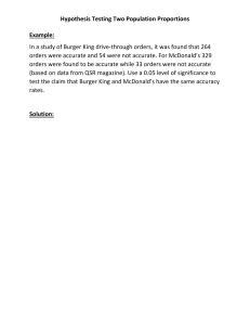 Hypothesis Testing Two Population Proportions