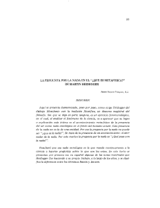 La pregunta por la nada en '&iquest;Qu&eacute; es metaf&iacute;sica?' de Heidegger