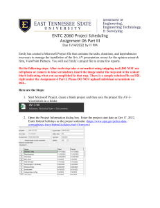 ENTC 2060 Project Scheduling Assignment 06 Part III
