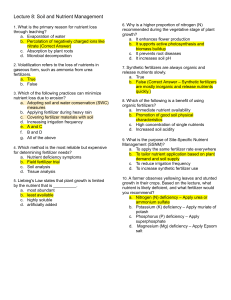 Soil Nutrient Management Lecture Quiz
