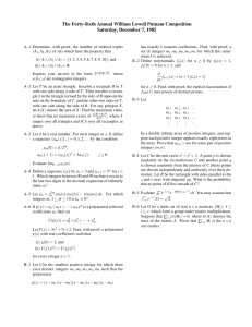 1985 Putnam Competition Math Problems