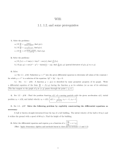 Differential Equations Problem Set