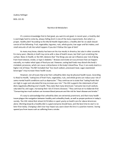 Nutrition, Metabolism and Health Risks Essay