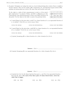 Math 115 Exam 1: Linear and Exponential Functions