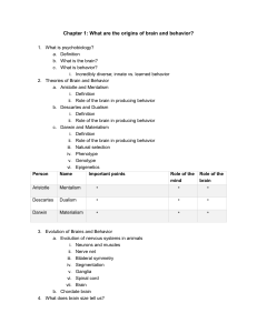 Psychobiology: Brain and Behavior Origins