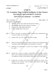 DBMS Exam Paper 2019 Pattern