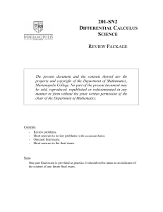 Differential Calculus Review Package Marianopolis College
