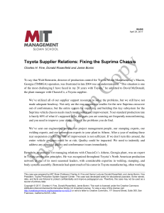 Toyota Supplier Relations Case Study: Fixing the Suprima Chassis