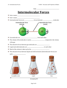Intermolecular Forces Worksheet SCH4U