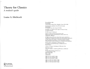 Theory for Classics: Student's Guide to Critical Theory