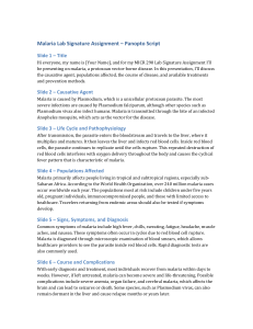 Malaria Lab Signature Assignment Panopto Script