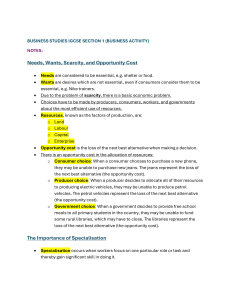 IGCSE Business Studies Section 1 Notes: Business Activity