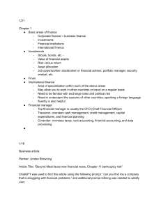 Introduction to Finance: Corporate, Investments, and International