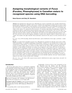 DNA Barcoding of Fucus Algae in Canadian Waters