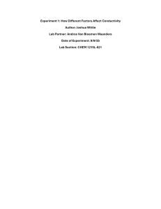 Experiment 1: Factors Affecting Solution Conductivity
