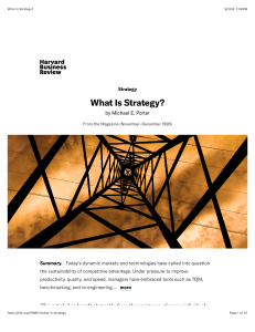 What Is Strategy? Michael E. Porter HBR Summary