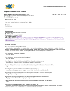 Plagiarism Avoidance Test Results