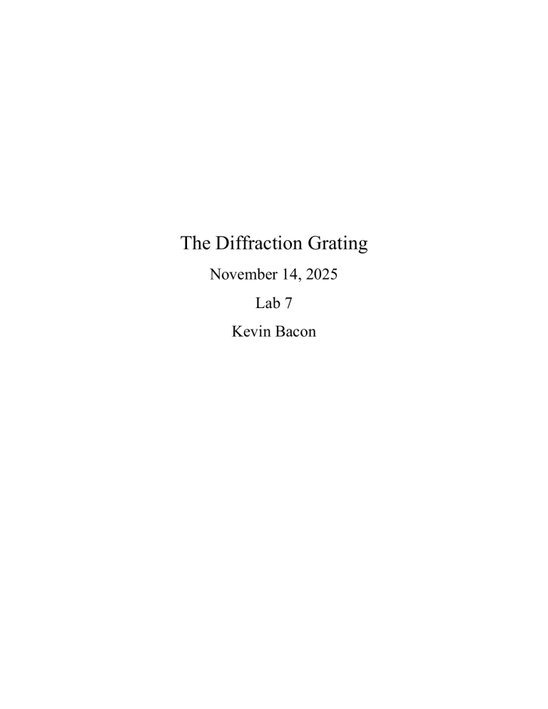 Diffraction Grating Lab Report