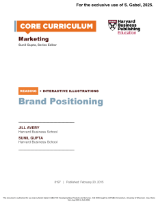 Brand Positioning Core Reading - Harvard Business School