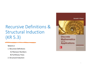 Recursive Definitions & Structural Induction (KR 5.3) Lecture Notes
