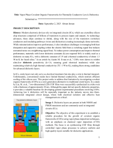 Vapor Phase COFs for Low-k Dielectrics
